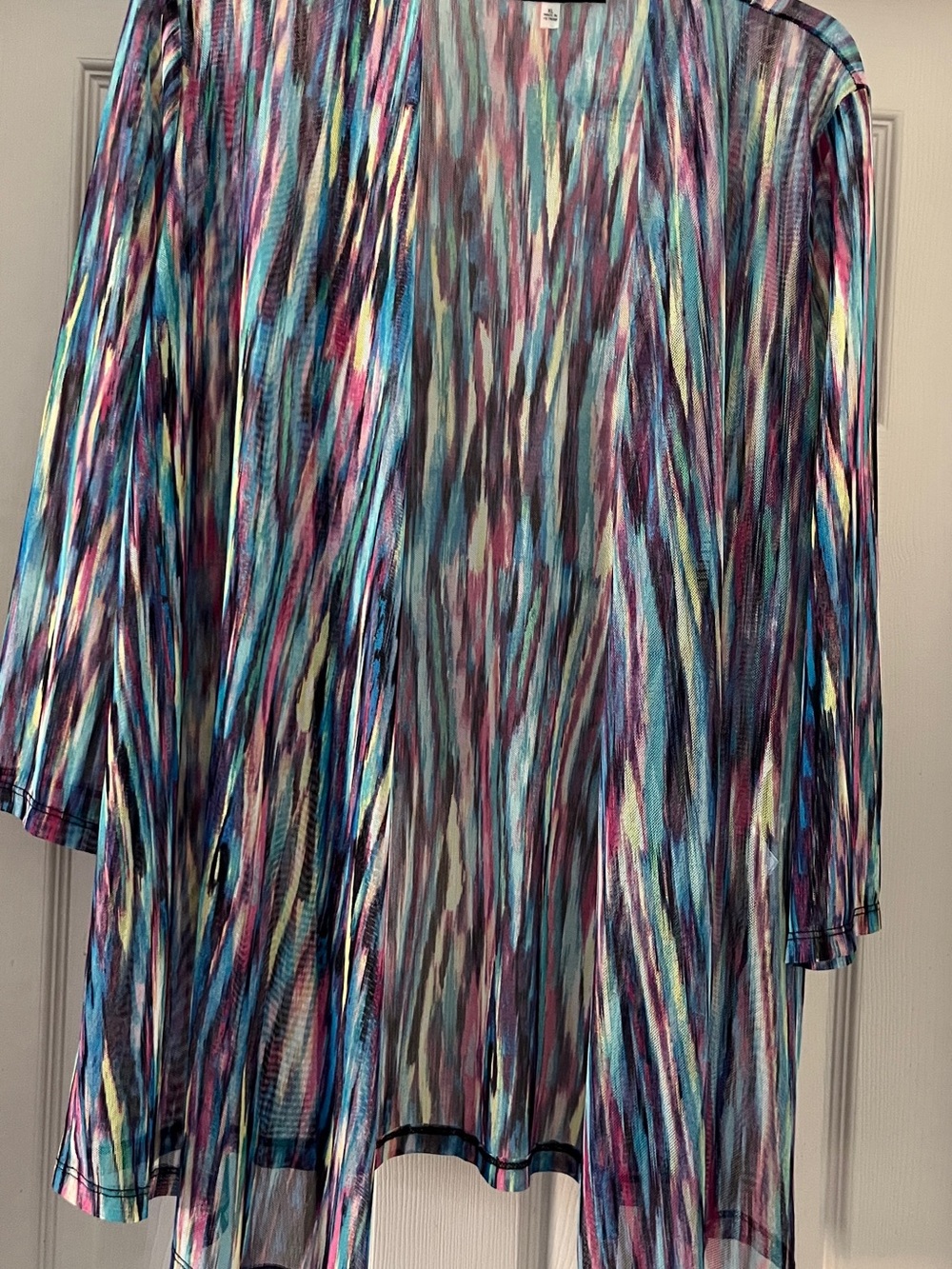 Evan Picone Multicolor Striped Sheer Duster Jacket size XL NWT